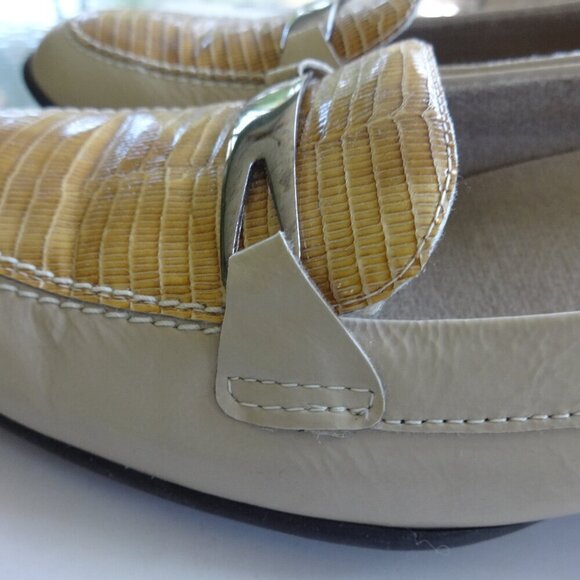 Murno American women's leather flats size 7.5 Narrow, Tan / Lizard embossed VGC - Picture 12 of 13